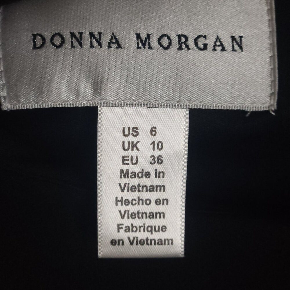 DONNA MORGAN Black Short Sleeve Fit and Flare Midi Dress Size 6 Career Quiet Lux - Picture 3 of 7